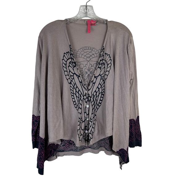 Charlotte Tarantola Women's Cardigan Size XL Purple Blue V-Neck Silk Blend - Picture 1 of 7